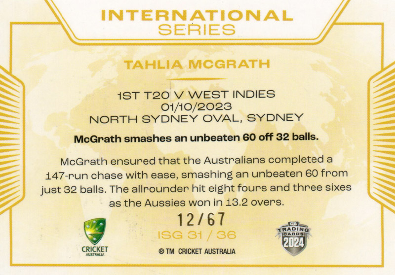 Tahlia McGrath back