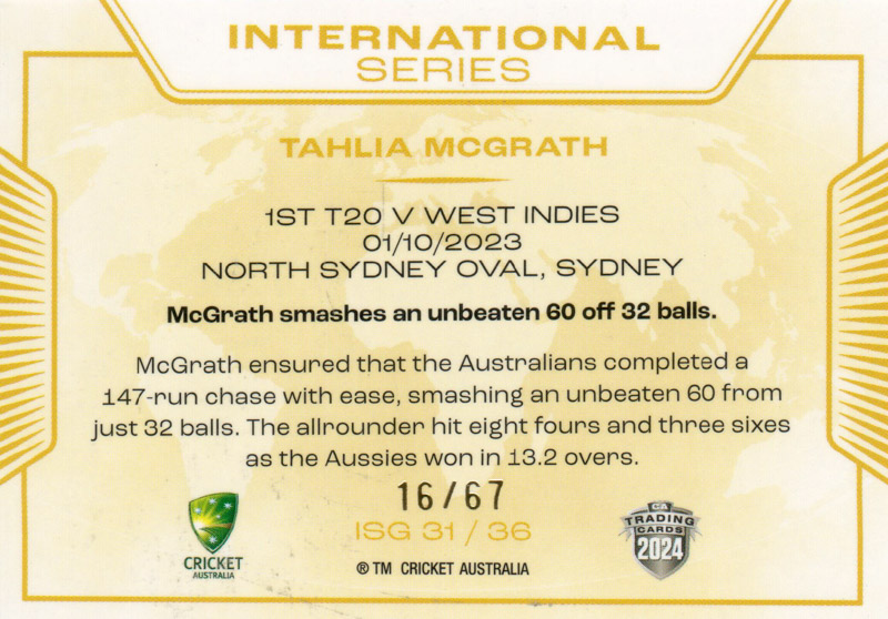 Tahlia McGrath back