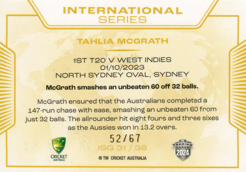 Tahlia McGrath back