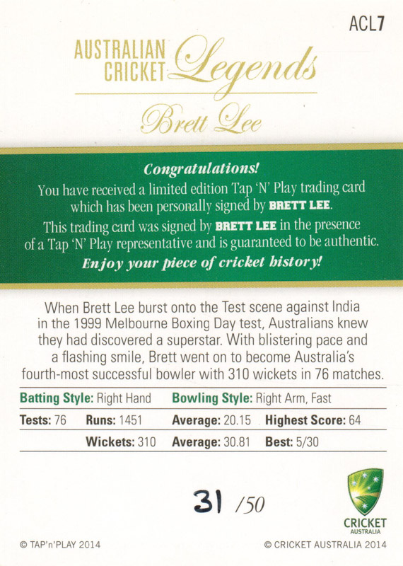 Brett Lee back