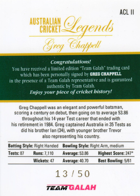 Greg Chappell back