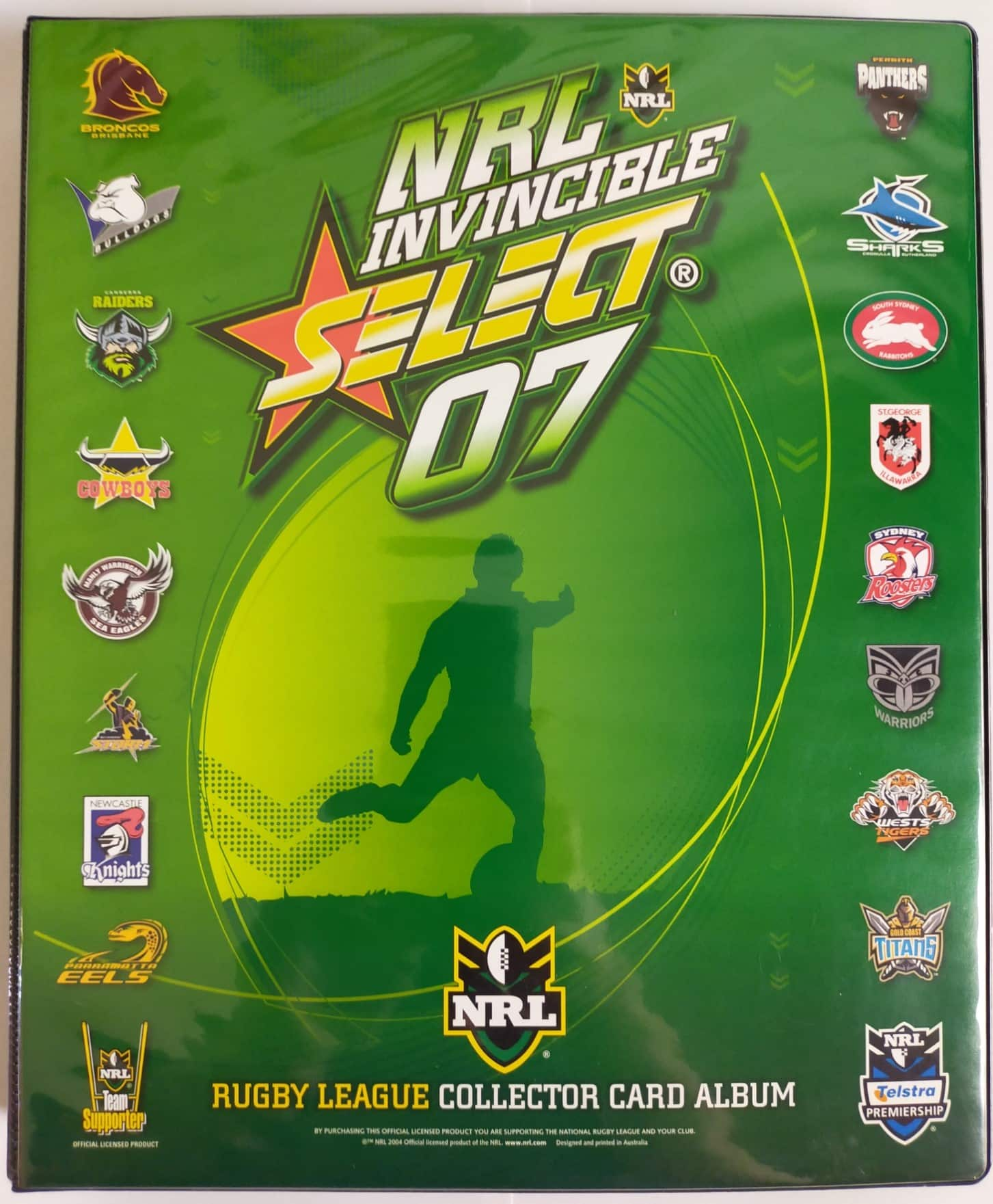 2007 Select NRL Invincible - Common Set + Jersey Parallels Set + Album