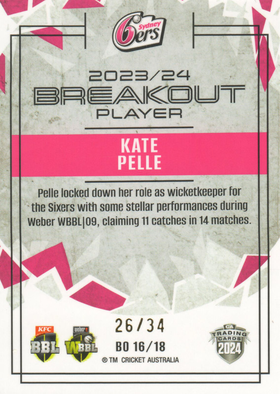 Kate Pelle back