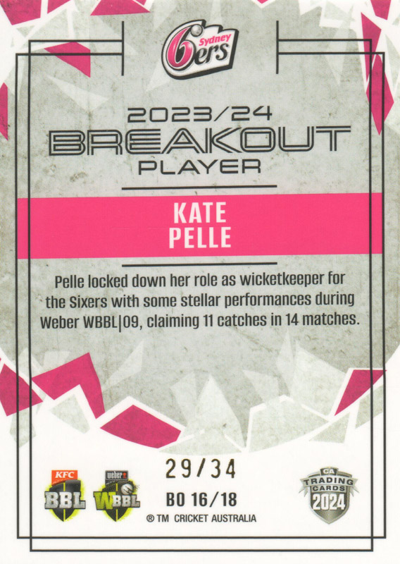 Kate Pelle back