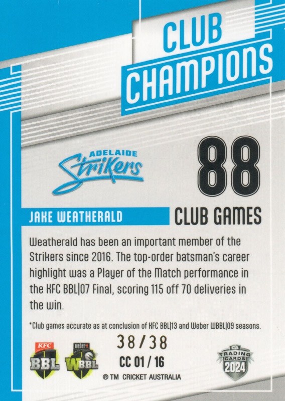 Jake Weatherald back