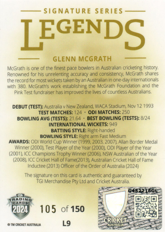 Glenn McGrath back