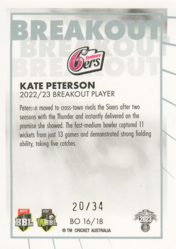 Kate Peterson back