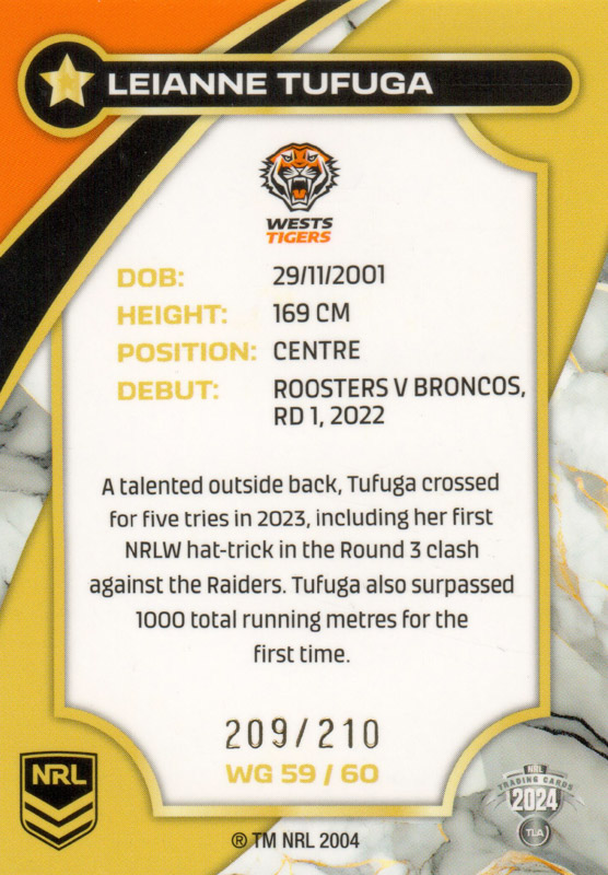 Leianne Tufuga back