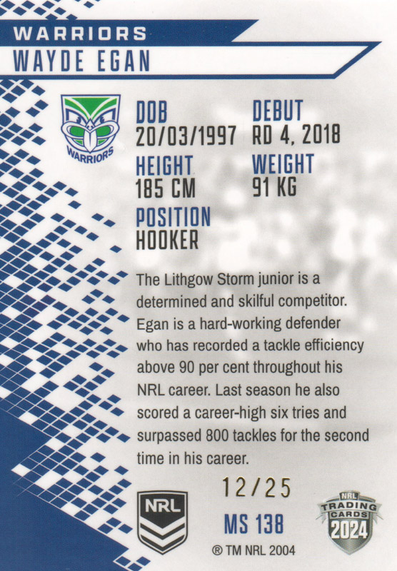 Wayde Egan back