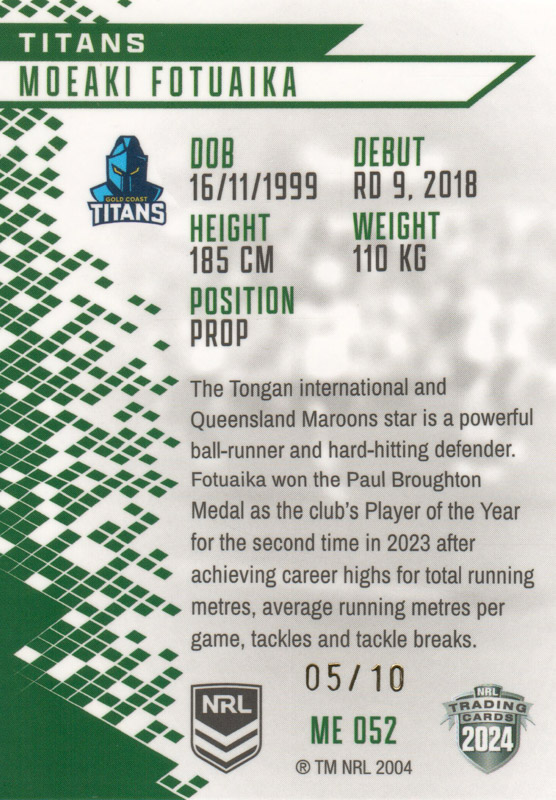 Moeaki Fotuaika back