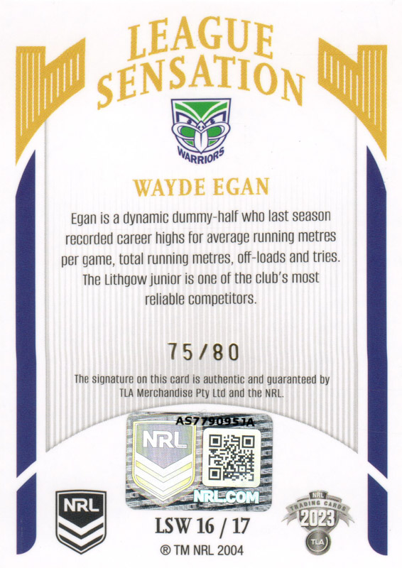 Wayde Egan back