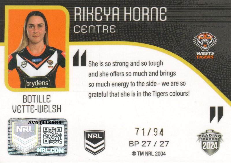 Rikeya Horne back