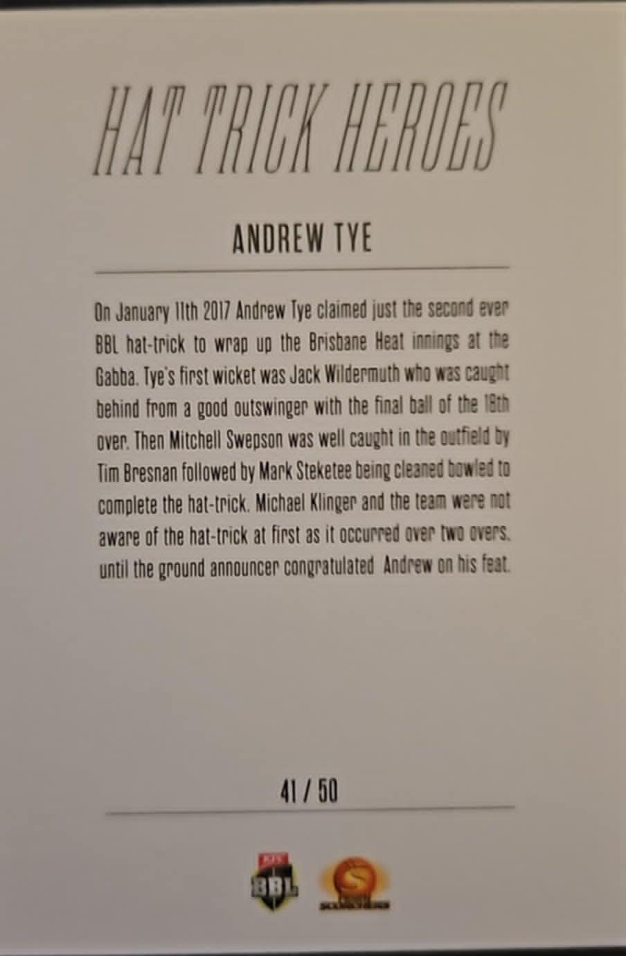 Andrew Tye back