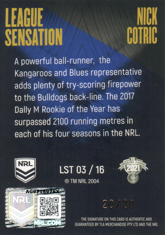 Nick Cotric back