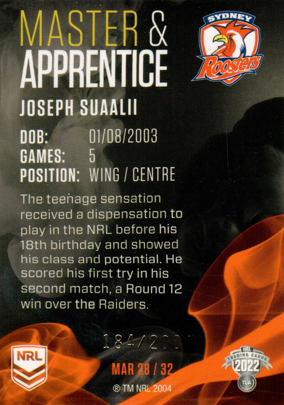 Joseph Suaalii back