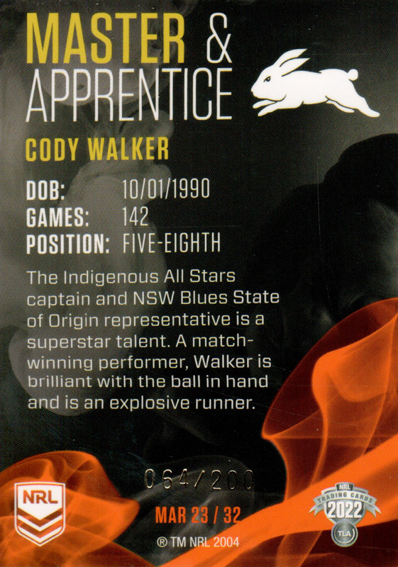 Cody Walker back