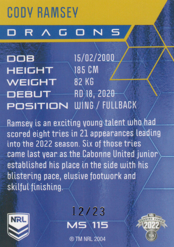 Cody Ramsey back