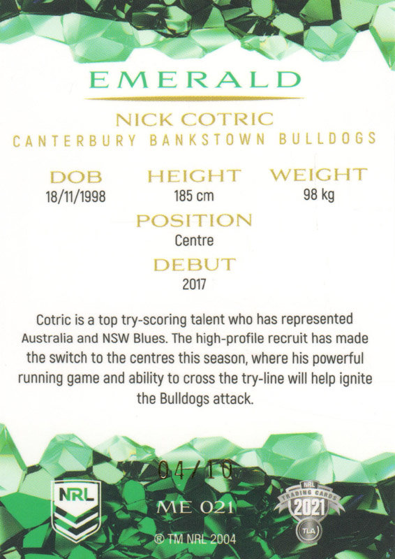 Nick Cotric back