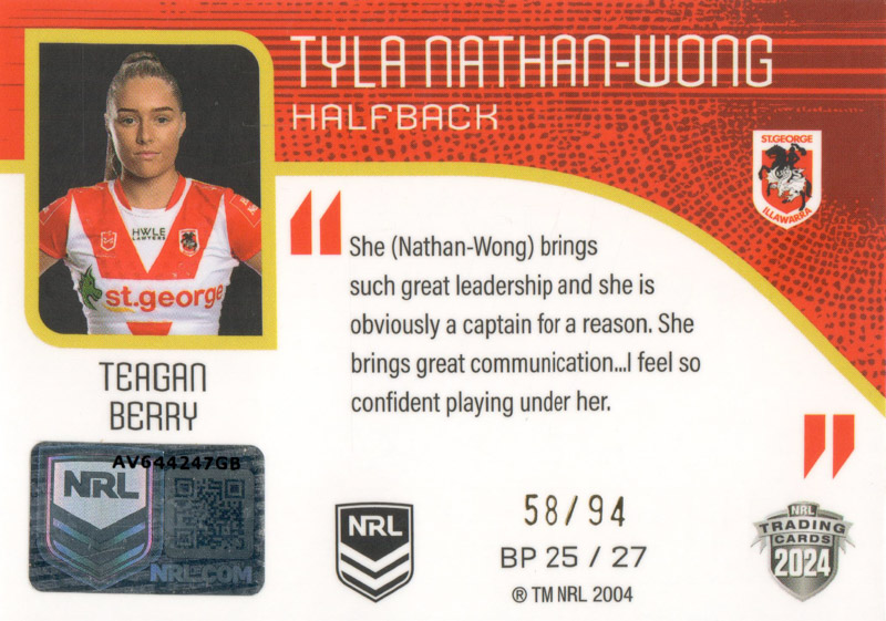 Tyla Nathan-Wong back