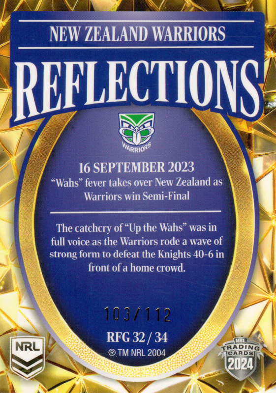 2023 Warriors Semi Final Win back