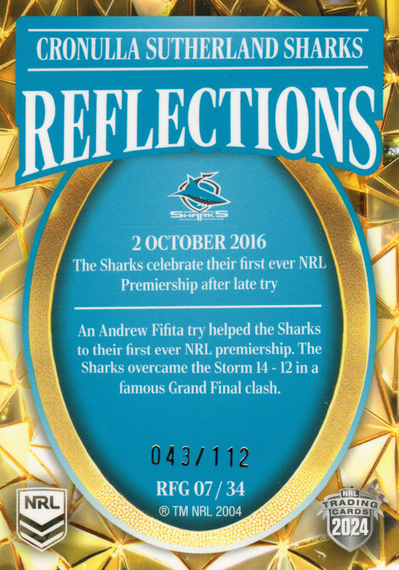 2016 Sharks Premiership back