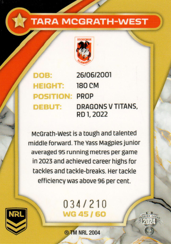 Tara Mcgrath-West back