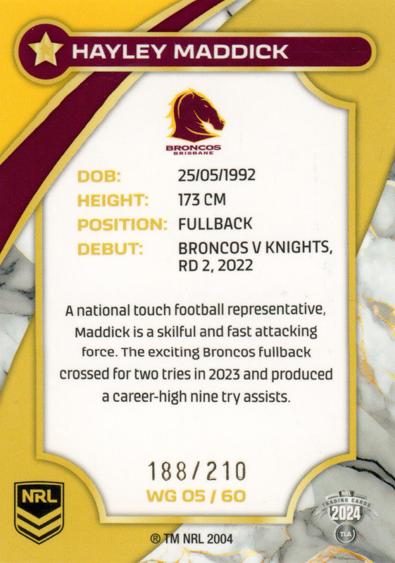 Hayley Maddick back