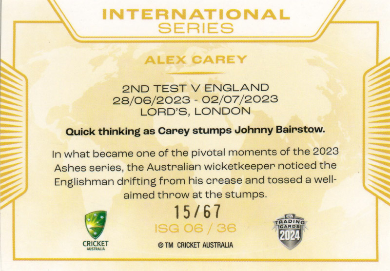 Alex Carey back