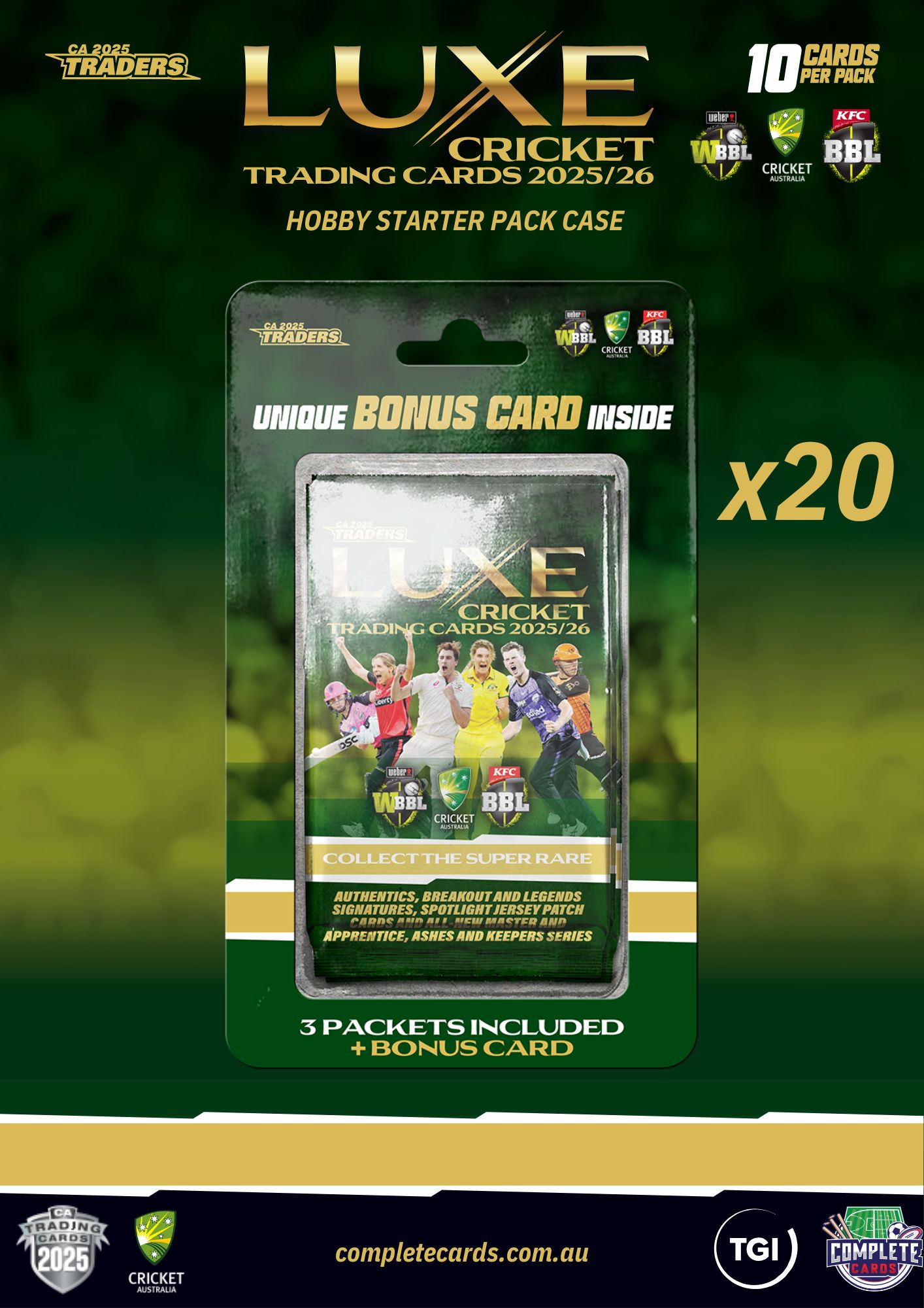 2025-26 TGI Traders Cricket Australia Luxe - Hobby Starter Case