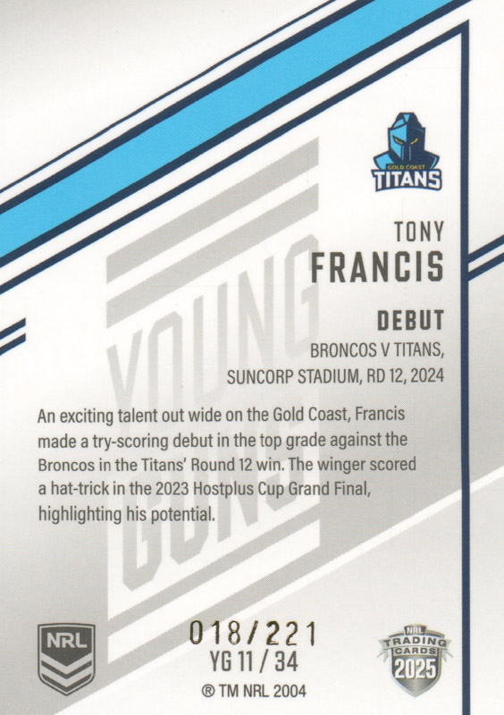 Tony Francis back
