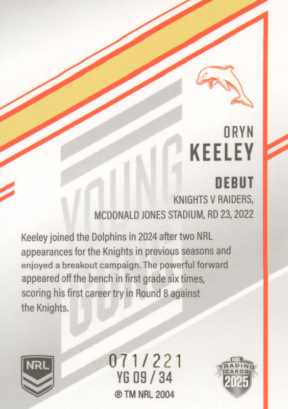 Oryn Keeley back