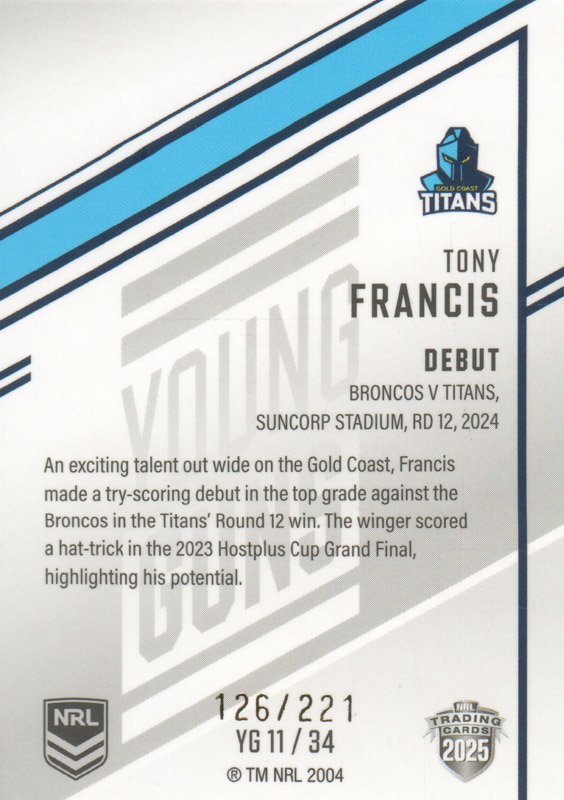 Tony Francis back