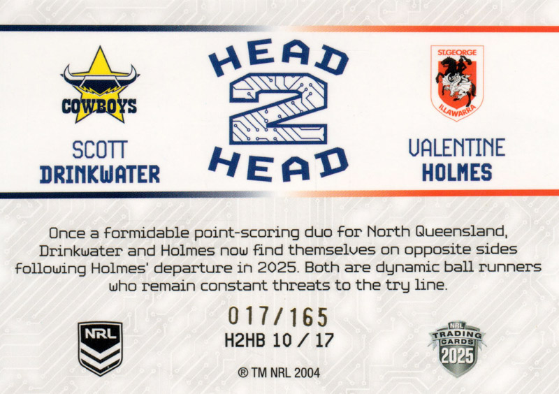 Scott Drinkwater & Valentine Holmes back