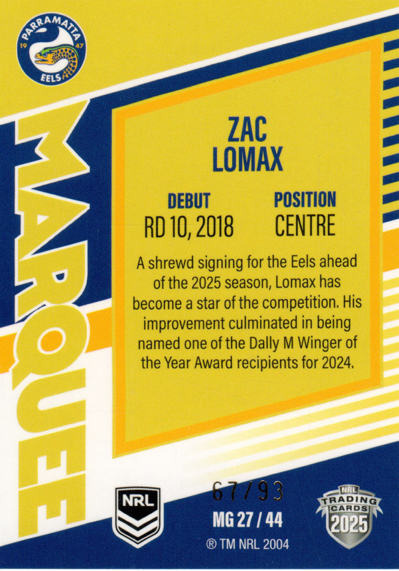 Zac Lomax back