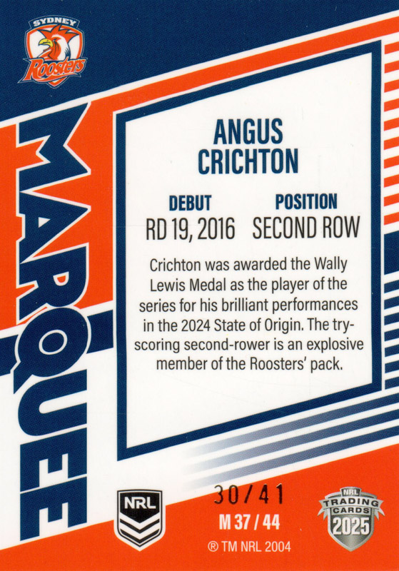 Angus Crichton back