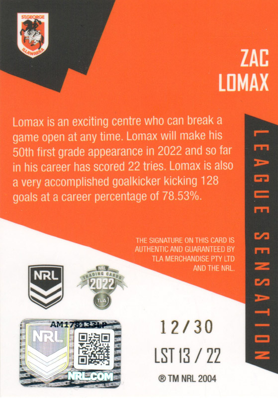 Zac Lomax back