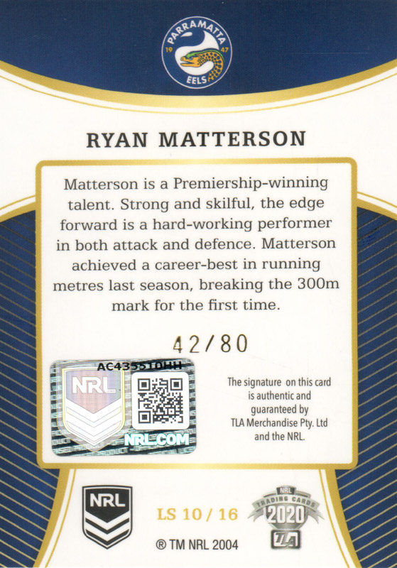 Ryan Matterson back