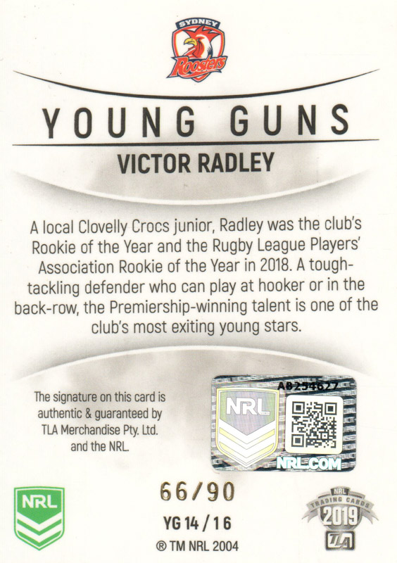 Victor Radley back