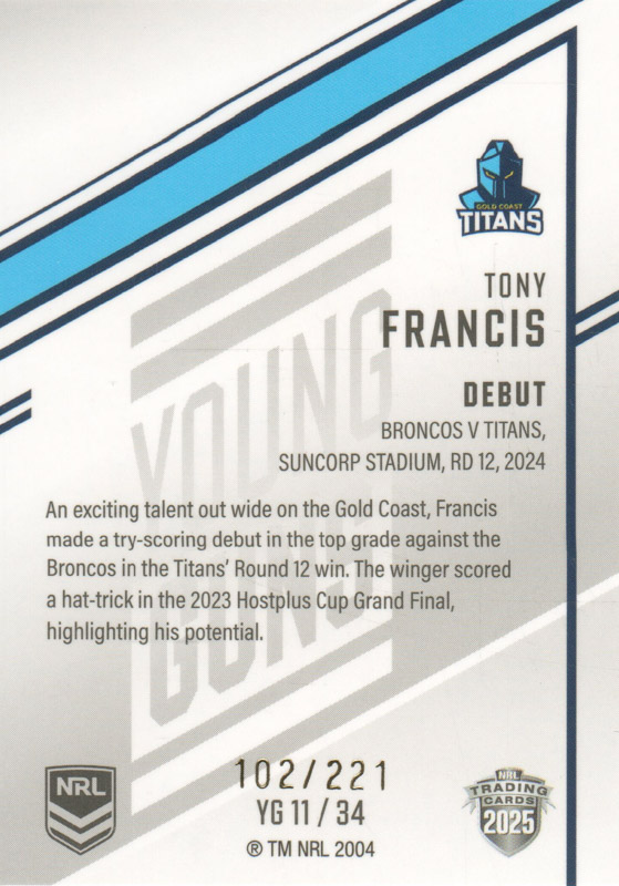 Tony Francis back
