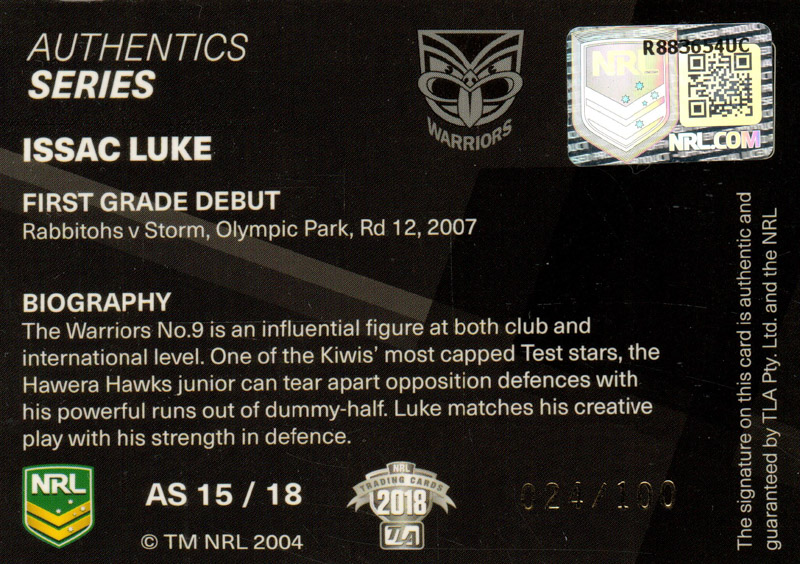 Issac Luke back