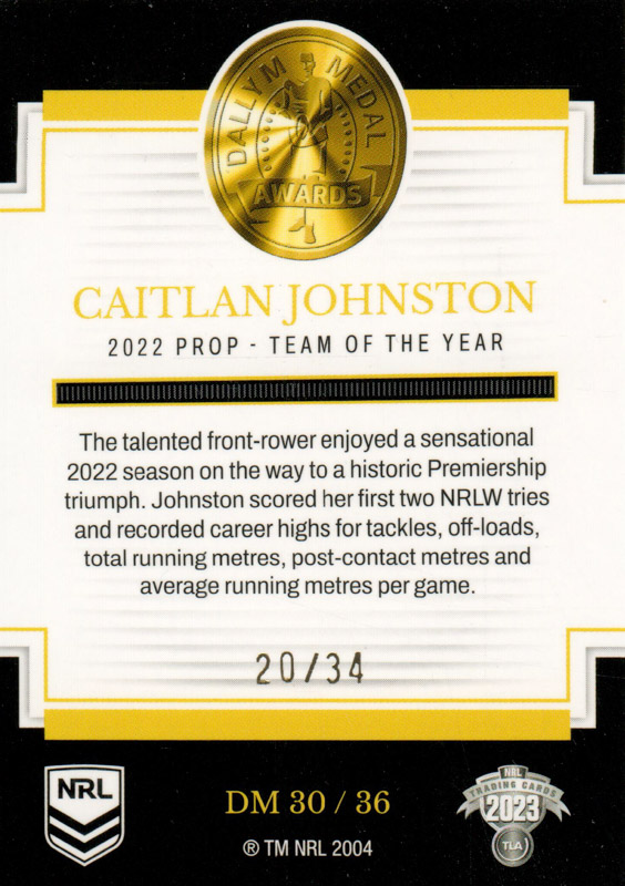 Caitlan Johnston back
