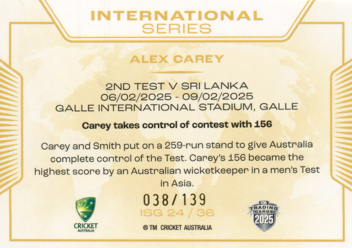 Alex Carey back