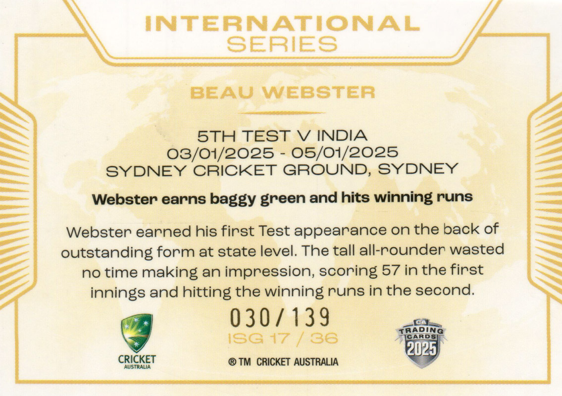 Beau Webster back
