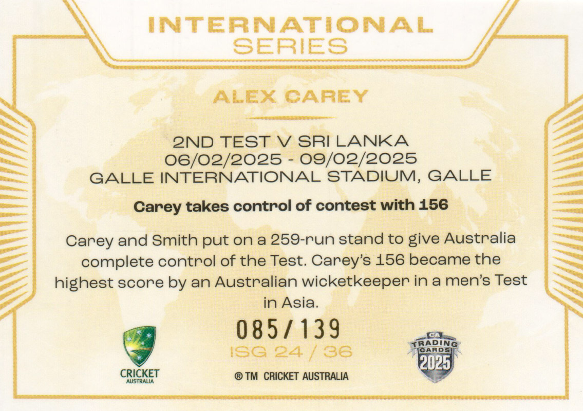 Alex Carey back