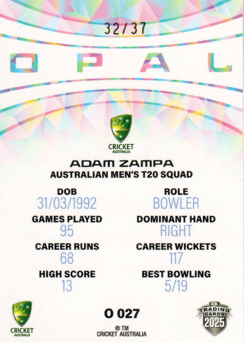 Adam Zampa back