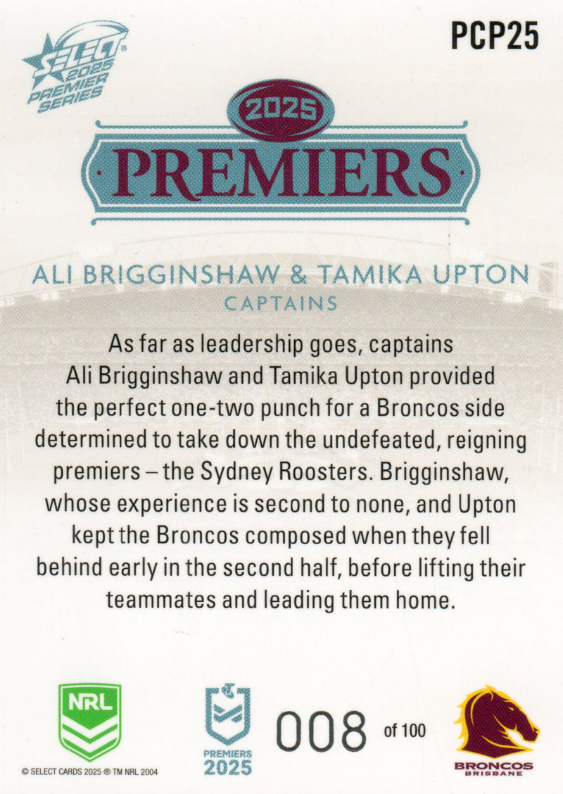 Tamika Upton & Ali Brigginshaw back