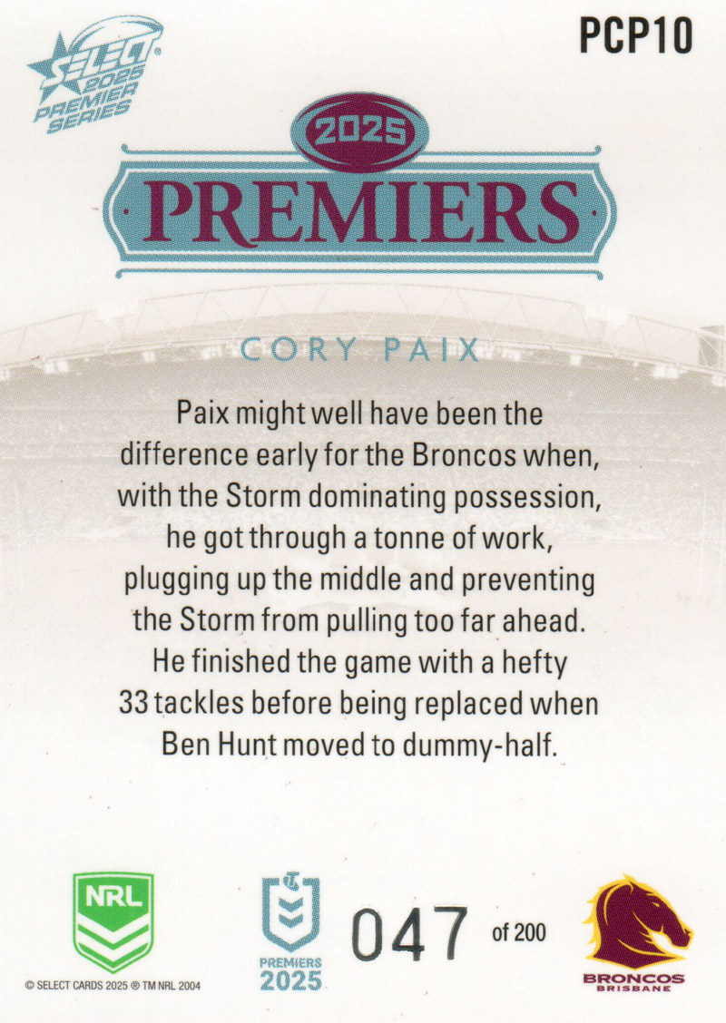 Cory Paix back