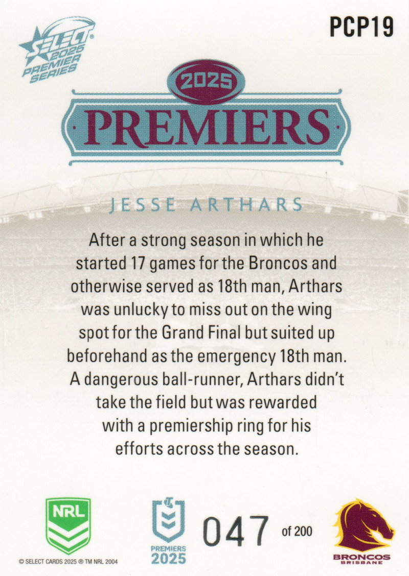 Jesse Arthars back