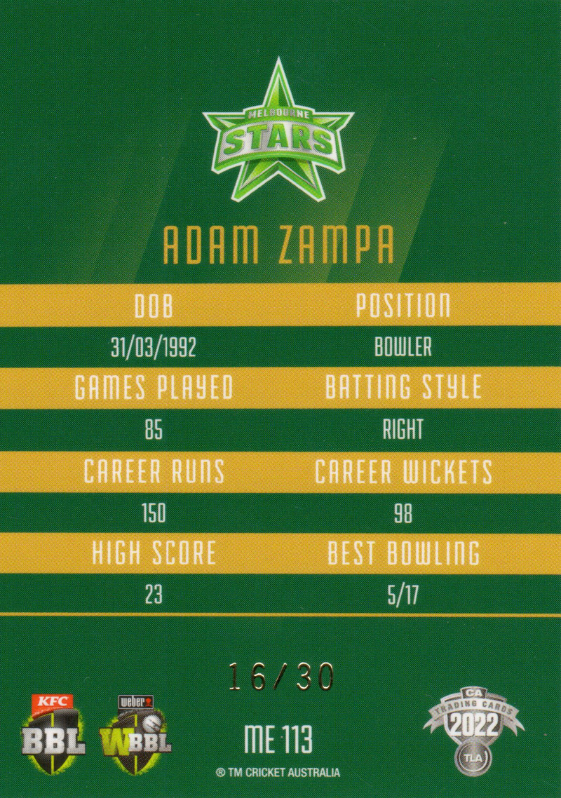 Adam Zampa back
