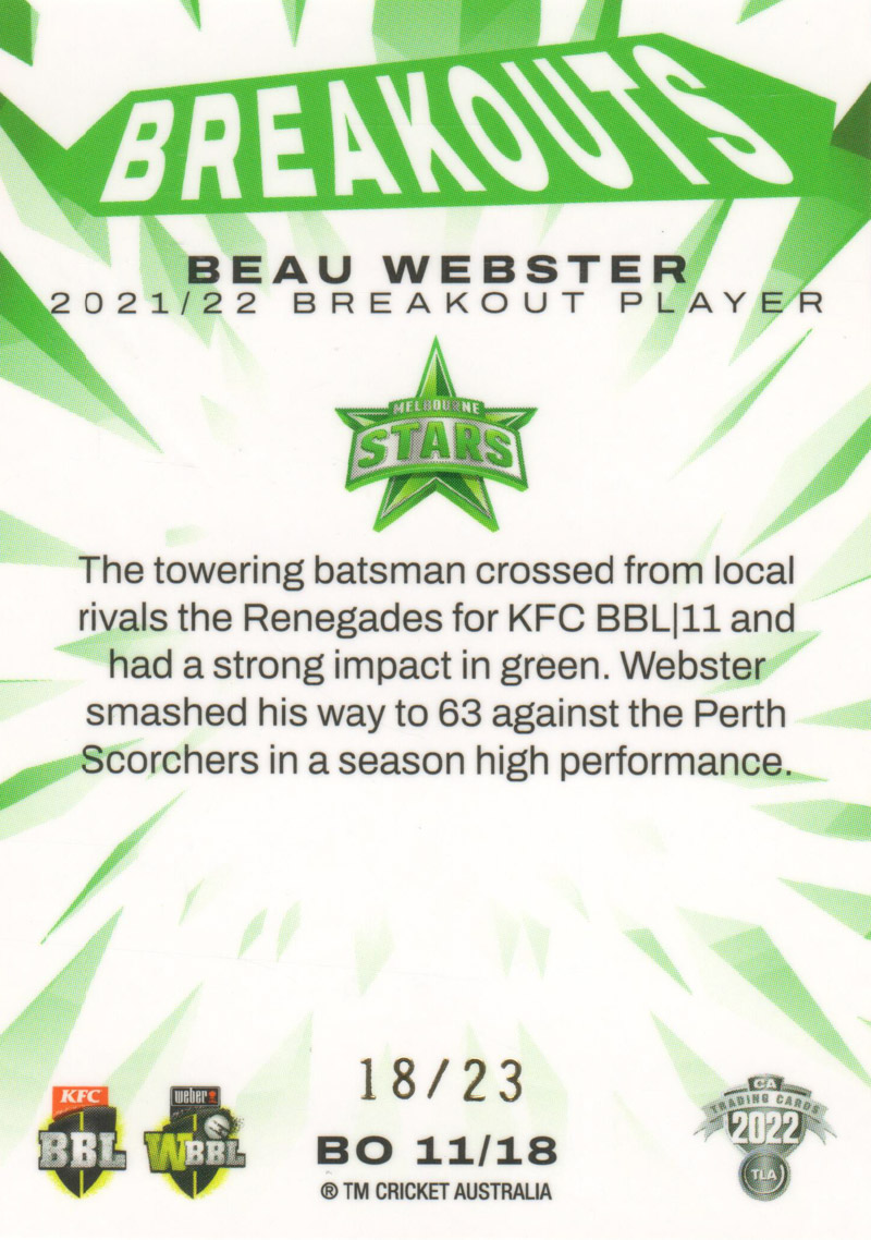 Beau Webster back